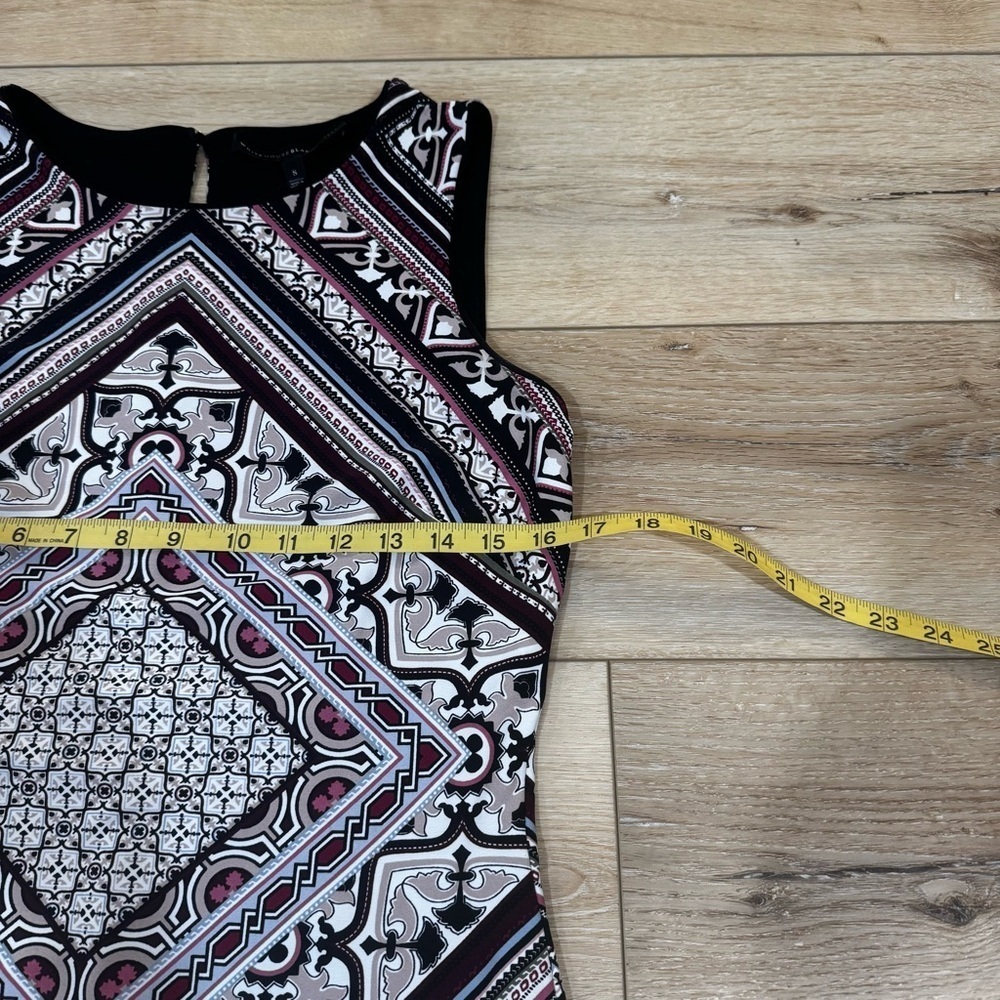 White House Black Market sleeveless midi dress geometric patterns multi color S. - Picture 6 of 15